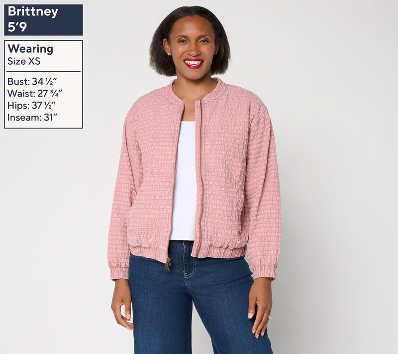 LOGO Special Edition by Lori Goldstein Front Zip Textured Jacket — View 3