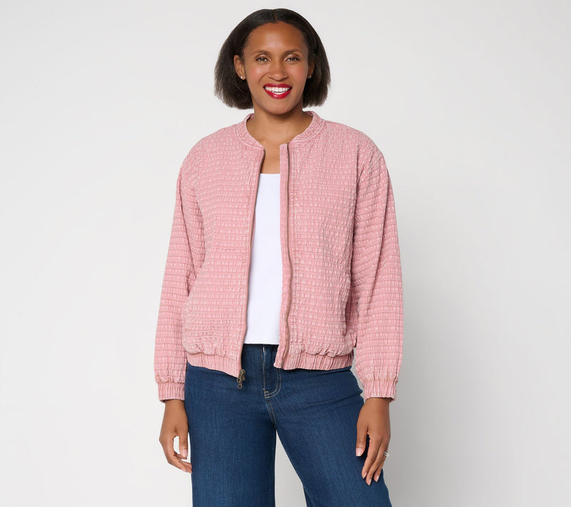 LOGO Special Edition by Lori Goldstein Front Zip Textured Jacket — Main view