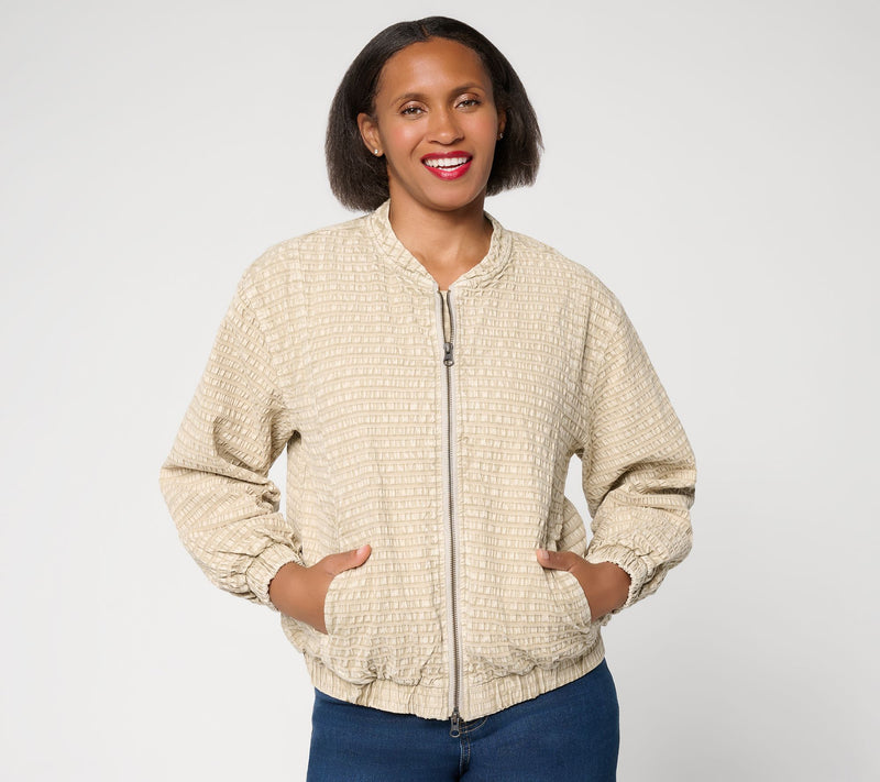 LOGO Special Edition by Lori Goldstein Front Zip Textured Jacket — View 13