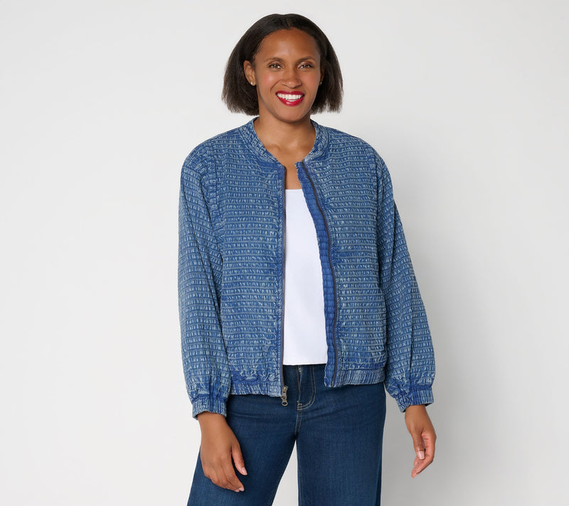 LOGO Special Edition by Lori Goldstein Front Zip Textured Jacket — View 14
