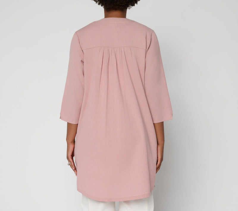 LOGO Lavish by Lori Goldstein Reg 3/4 Sleeve Embroidered Duster — View 7