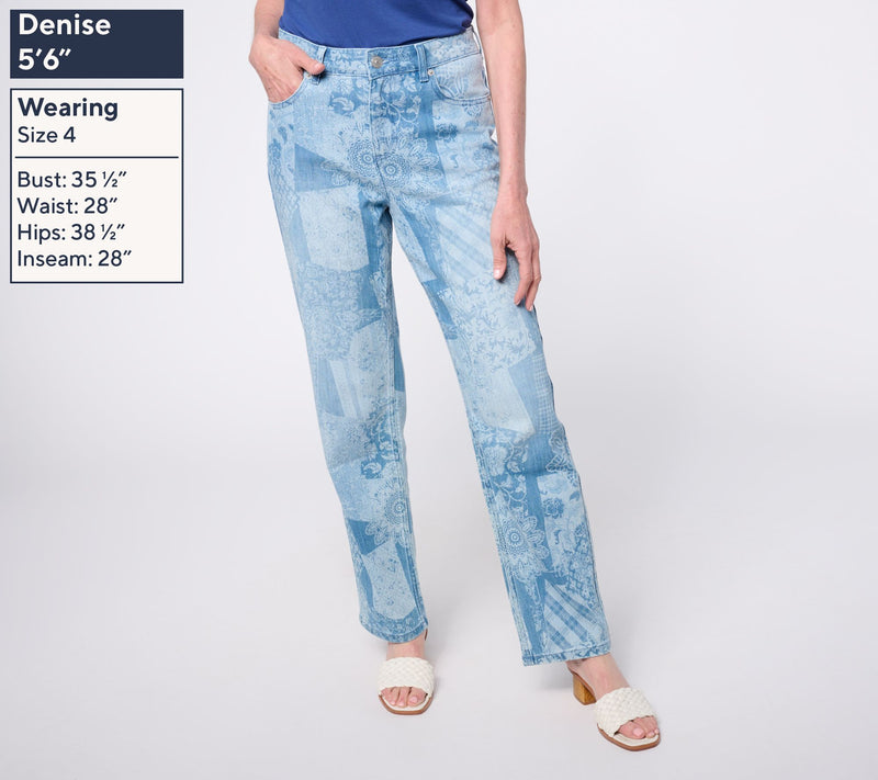 LOGO by Lori Goldstein Petite Indigo Full Length Printed Jeans — View 4