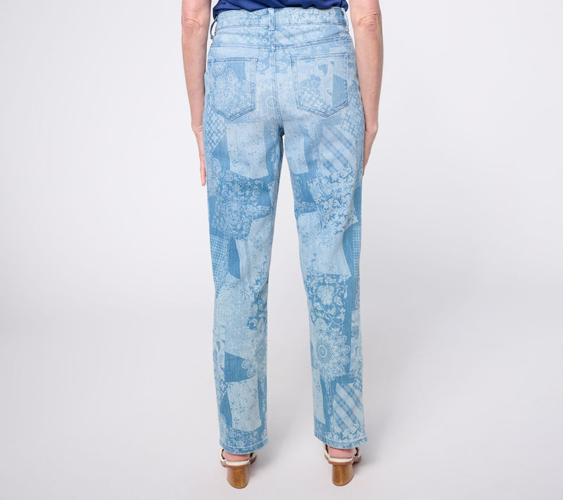 LOGO by Lori Goldstein Petite Indigo Full Length Printed Jeans — View 5
