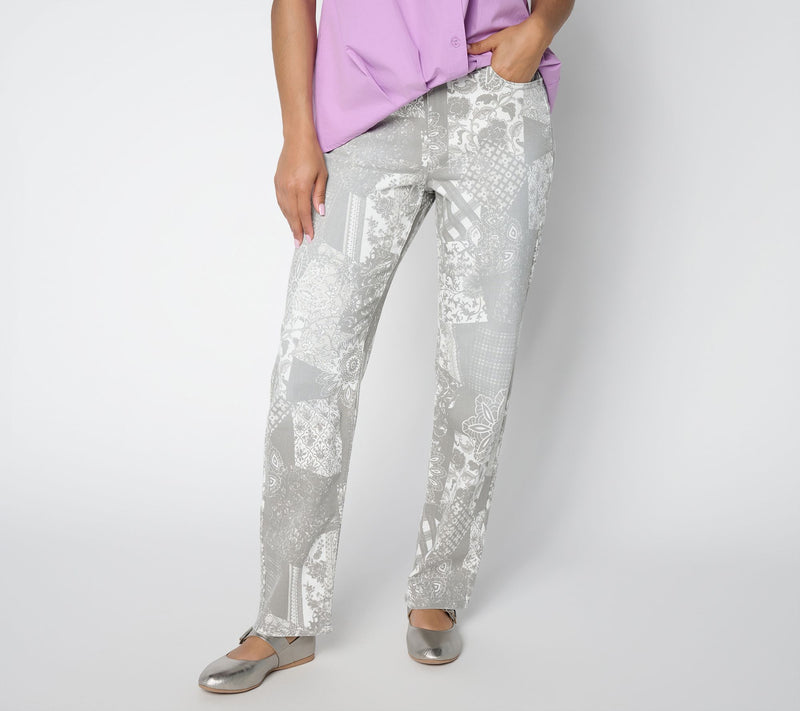 LOGO by Lori Goldstein Petite PD Full Length Printed Jeans — Main view