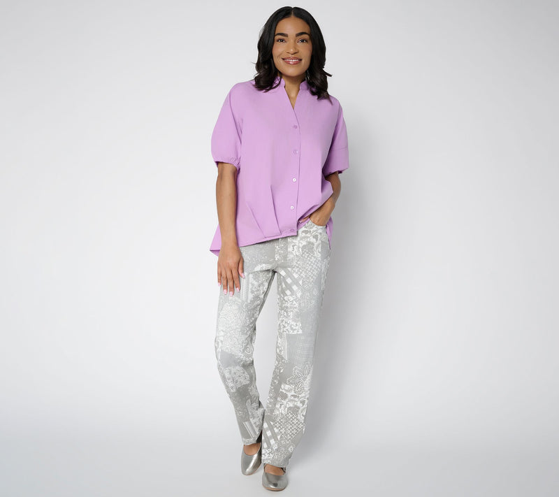 LOGO by Lori Goldstein Petite PD Full Length Printed Jeans — View 7