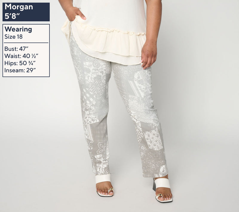 LOGO by Lori Goldstein Petite PD Full Length Printed Jeans — View 4