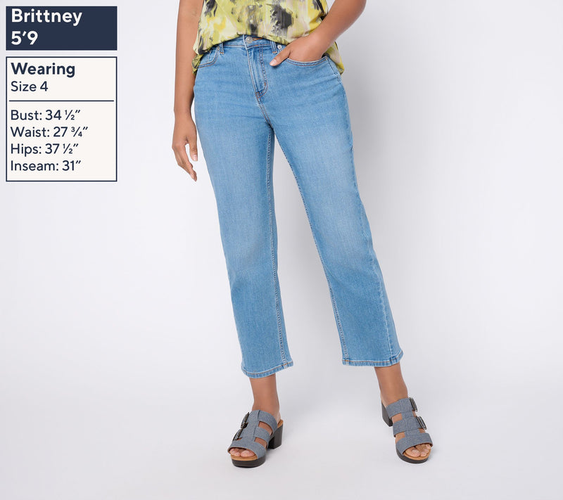 LOGO by Lori Goldstein Petite Indigo StraightCropped Leg Jeans — View 9