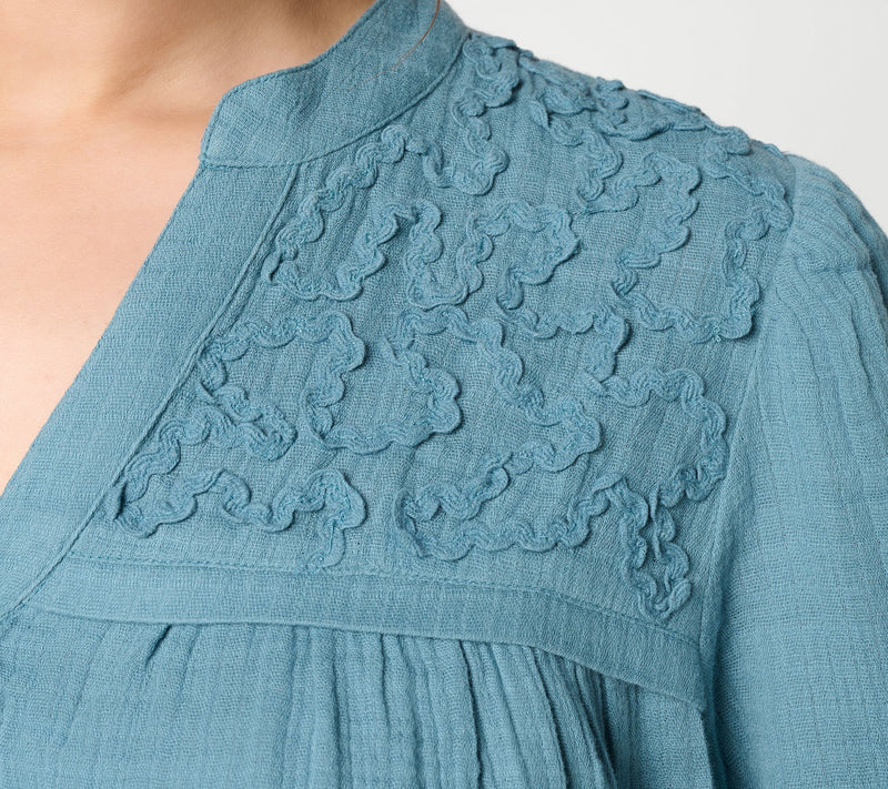 LOGO by Lori Goldstein 100% Cotton Button Front Woven Blouse — View 8