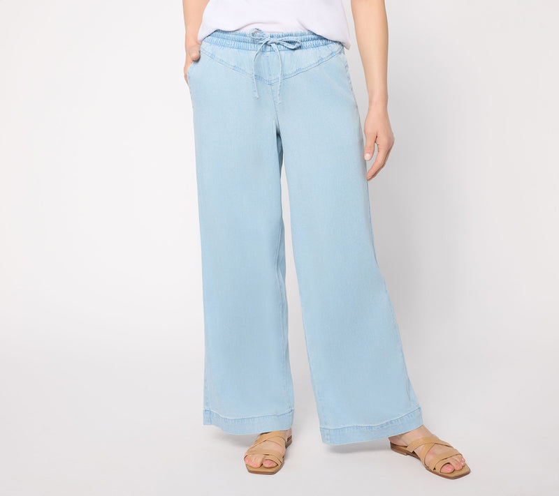LOGO by Lori Goldstein Regular Chambray Wide Leg Pants — View 14