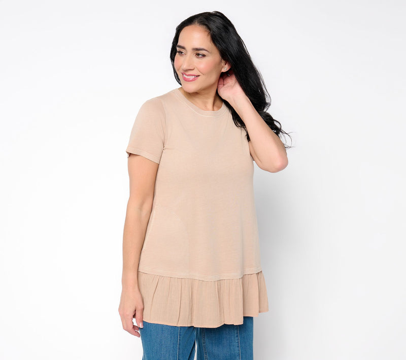 LOGO by Lori Goldstein Pet Mixed Media Short Sleeve Tunic — View 14