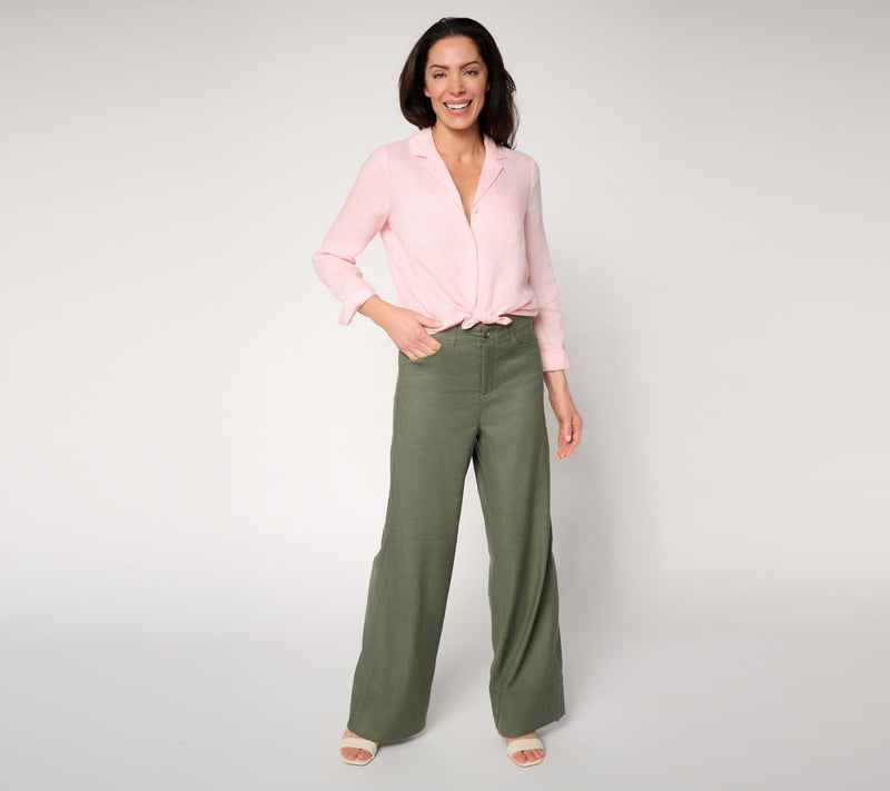 NYDJ Regular 5-Pocket Wide Leg Linen Trouser — View 10