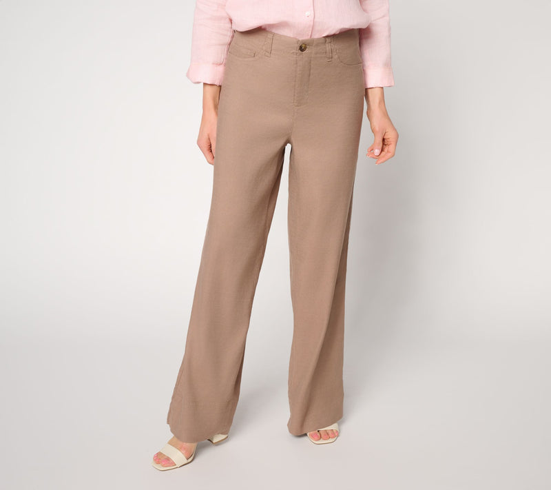 NYDJ Petite 5-Pocket Wide-Leg Linen Trouser — View 7