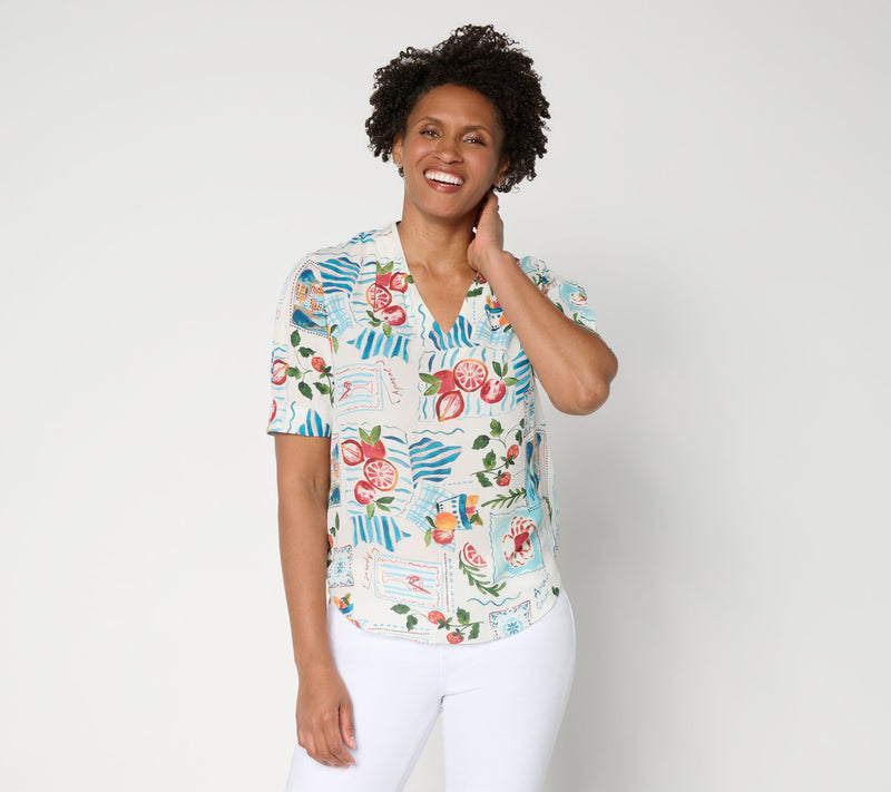 NYDJ Short Sleeve Charming Printed Blouse — Main view