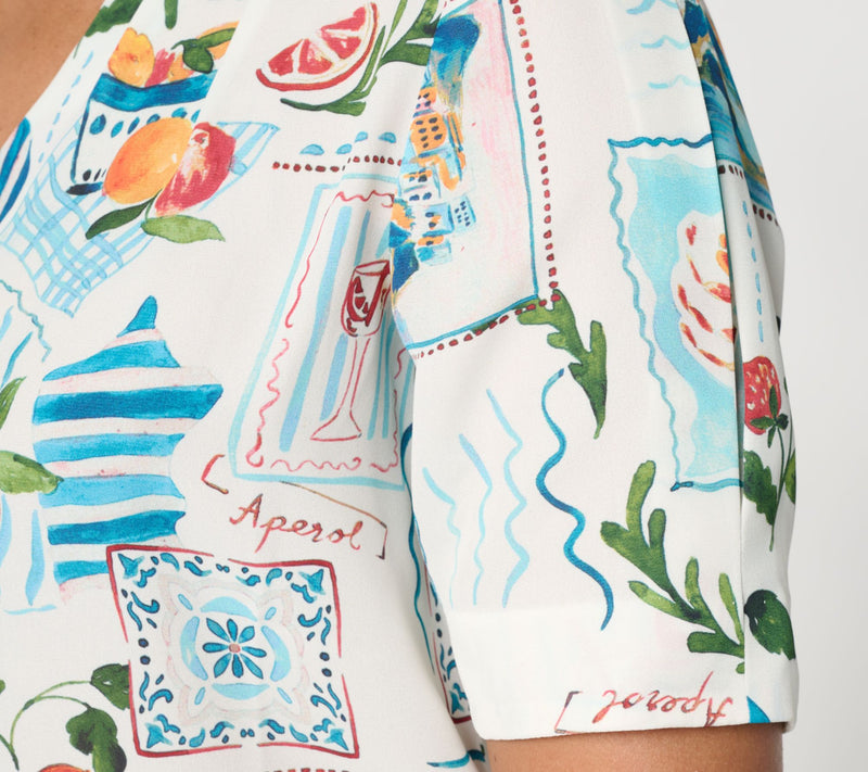 NYDJ Short Sleeve Charming Printed Blouse — View 6