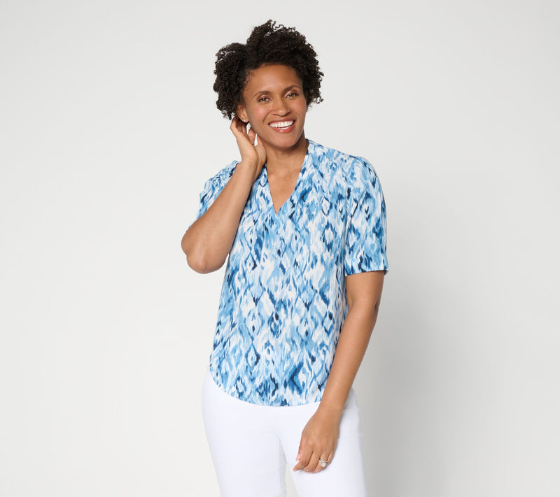 NYDJ Short Sleeve Charming Printed Blouse — View 12