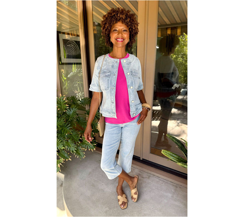 BEAUTIFUL by Lawrence Zarian Deluxe Denim Button Front Icon Jacket — View 7