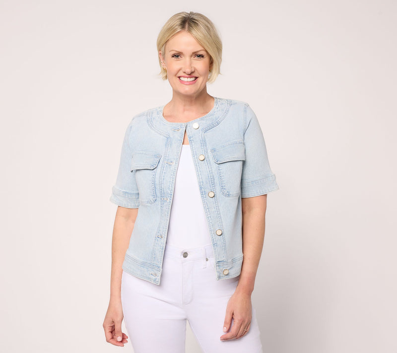 BEAUTIFUL by Lawrence Zarian Deluxe Denim Button Front Icon Jacket — View 10