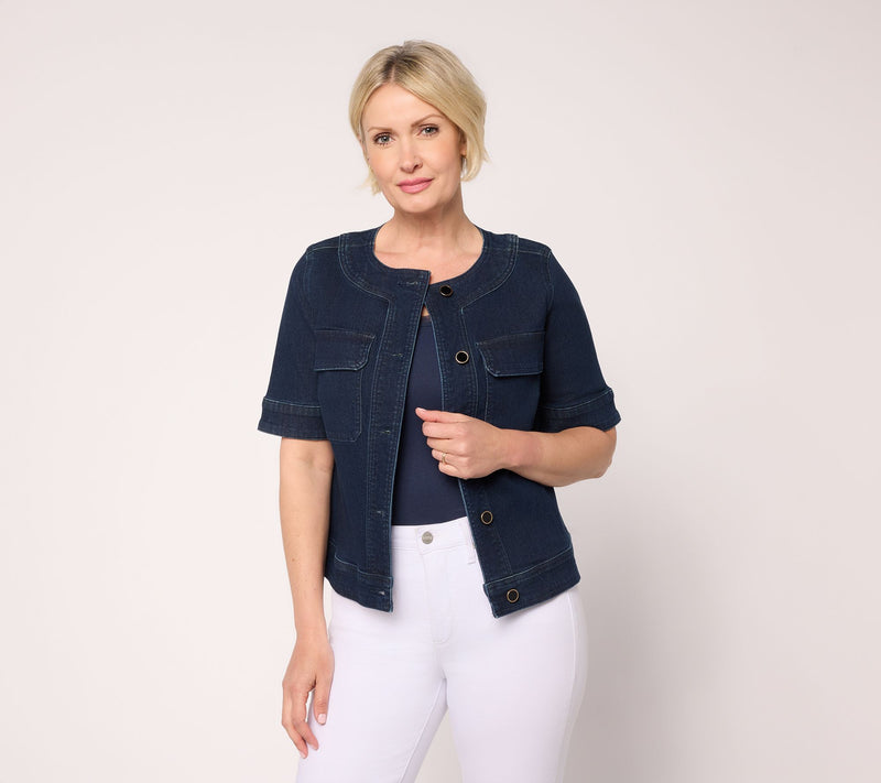 BEAUTIFUL by Lawrence Zarian Deluxe Denim Button Front Icon Jacket — View 11