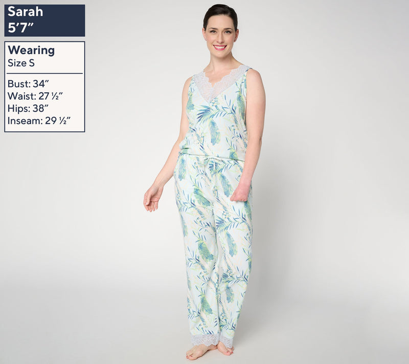 Lattelove Cotton Modal Lace Trim Pajama Set — View 2