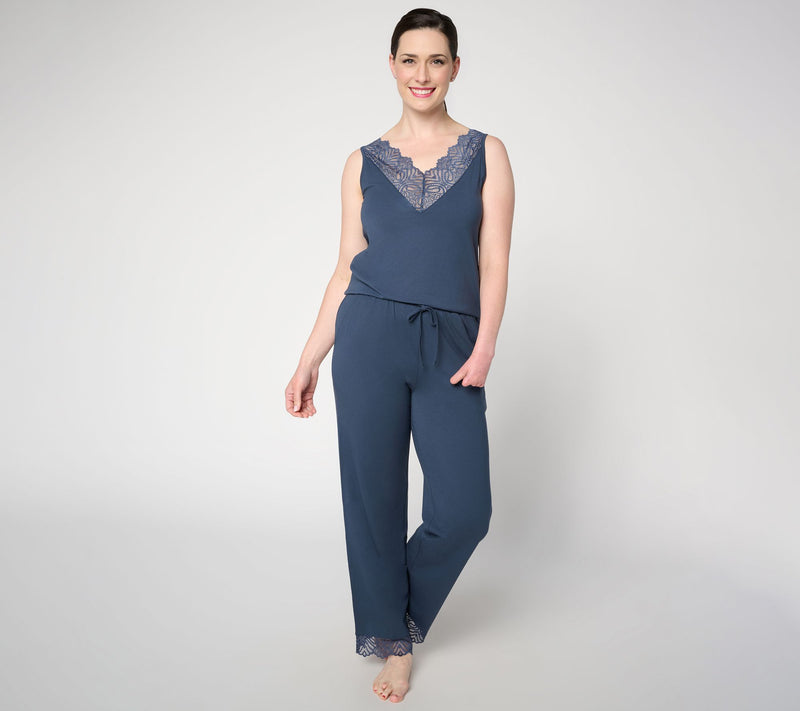 Lattelove Cotton Modal Lace Trim Pajama Set — View 12