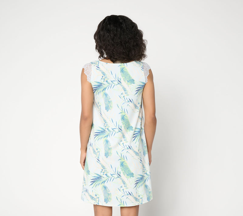 Lattelove Cotton Modal Sleep Dress with Lace Trim — View 11