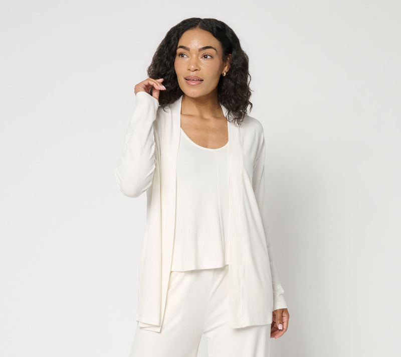 Lattelove Open Front Ribbed Cardigan — View 5