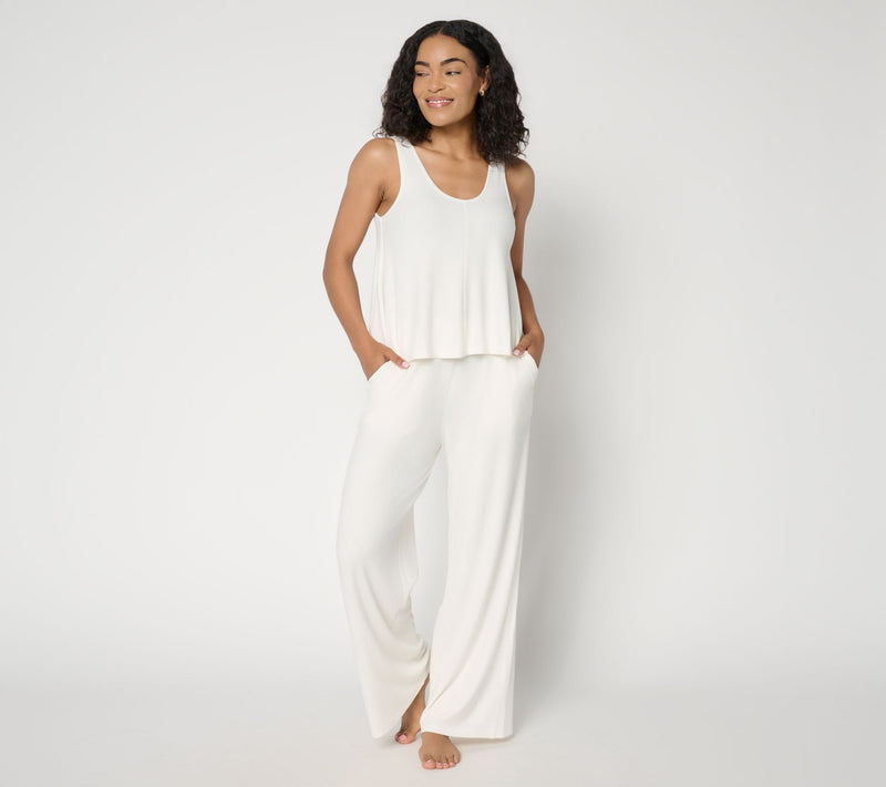 Lattelove Rib A-Line Tank & Straight Leg Pant Lounge Set — View 5