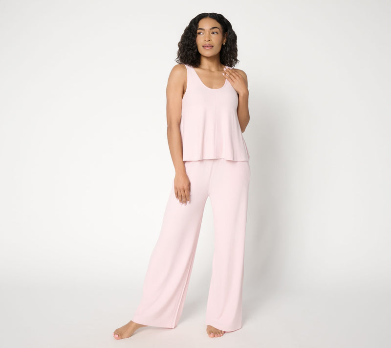 Lattelove Rib A-Line Tank & Straight Leg Pant Lounge Set — View 7