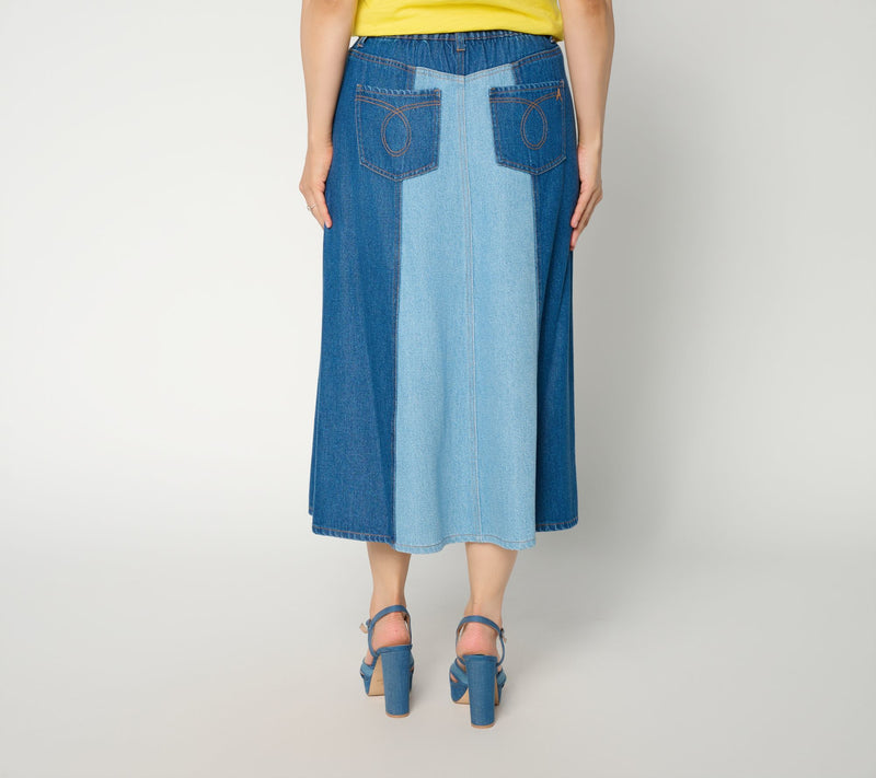 Flowee by Aimee Kestenberg A-Line Denim Skirt — View 10