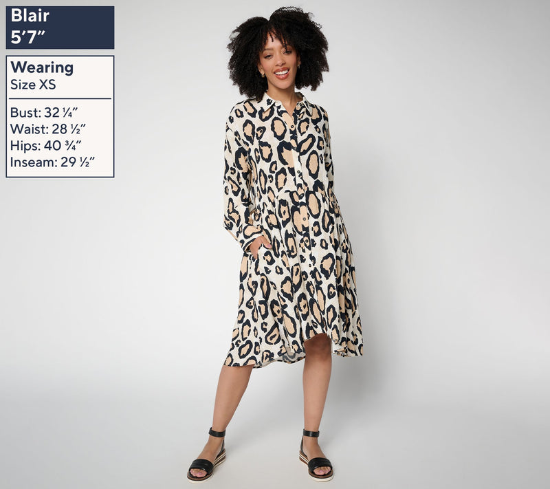 Airee by Aimee Kestenberg Printed Button Front Trapez Dress — View 3