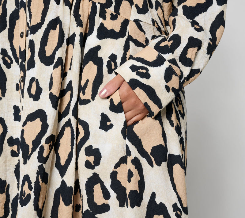 Airee by Aimee Kestenberg Printed Button Front Trapez Dress — View 5