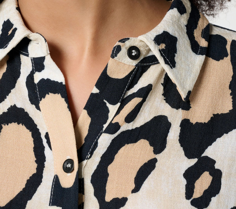 Airee by Aimee Kestenberg Printed Button Front Trapez Dress — View 6