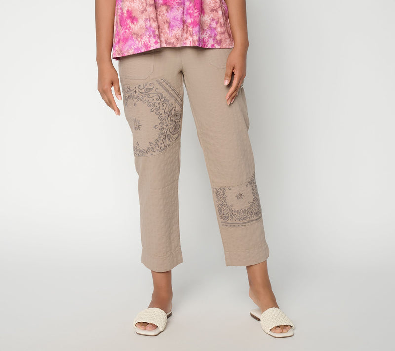 LOGO Lavish by Lori Goldstein Regular Textured Cotton Ankle Pants — View 11