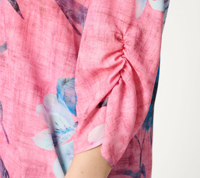 Dennis Basso Regular Printed Scarf Top with Dolman Sleeve — View 12