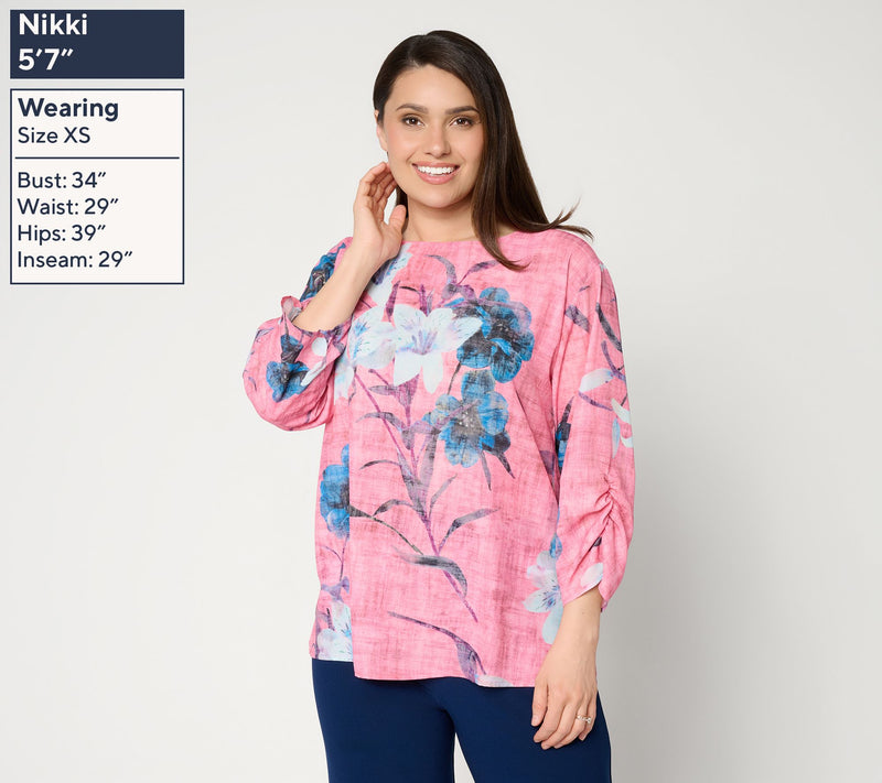 Dennis Basso Petite Printed Scarf Top with Dolman Sleeve — View 9