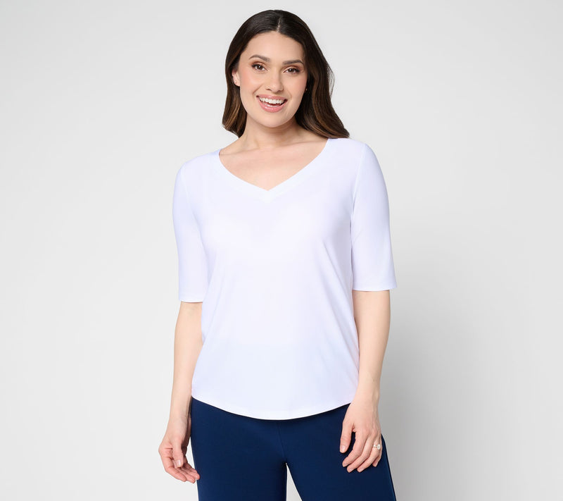 Dennis Basso Basics Italia Knit Shirttail Top — View 14