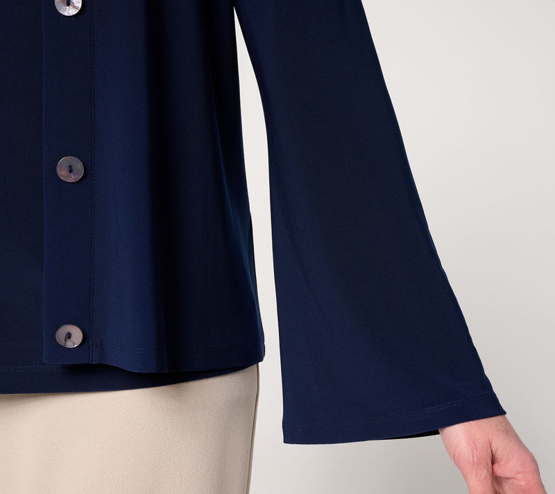 Dennis Basso Italia Knit Soft Bell Sleeve Cardigan — View 6