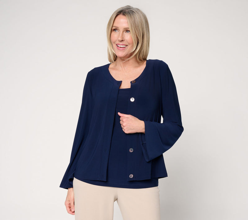 Dennis Basso Italia Knit Soft Bell Sleeve Cardigan — View 13