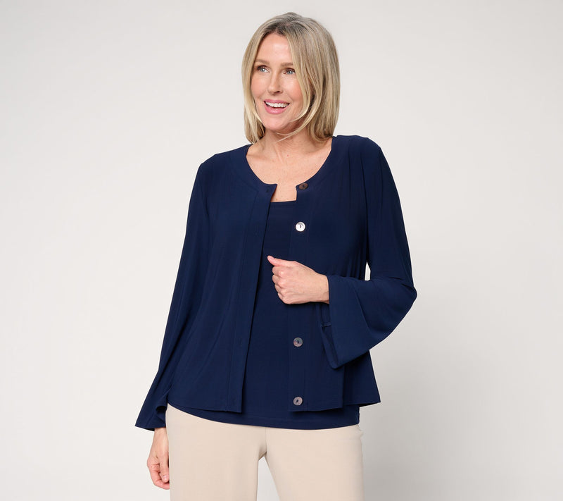 Dennis Basso Italia Knit Soft Bell Sleeve Cardigan — Main view
