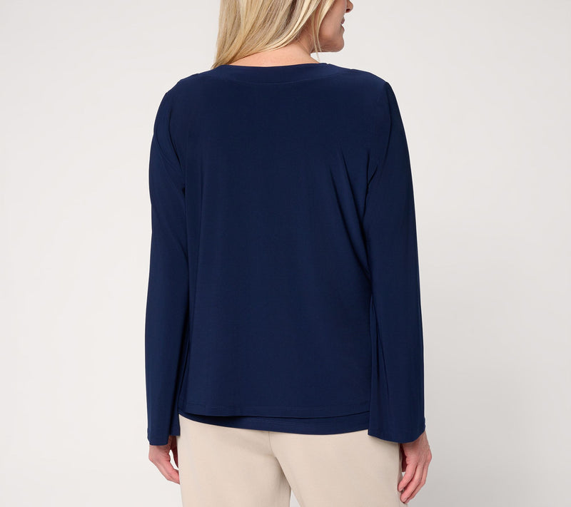 Dennis Basso Italia Knit Soft Bell Sleeve Cardigan — View 4