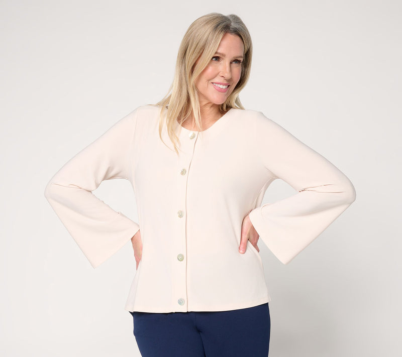 Dennis Basso Italia Knit Soft Bell Sleeve Cardigan — View 14