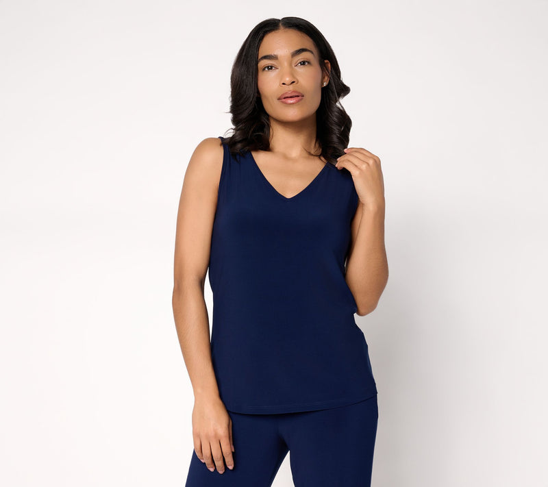 Dennis Basso Basics V-Neck Italia Knit Tank — View 12