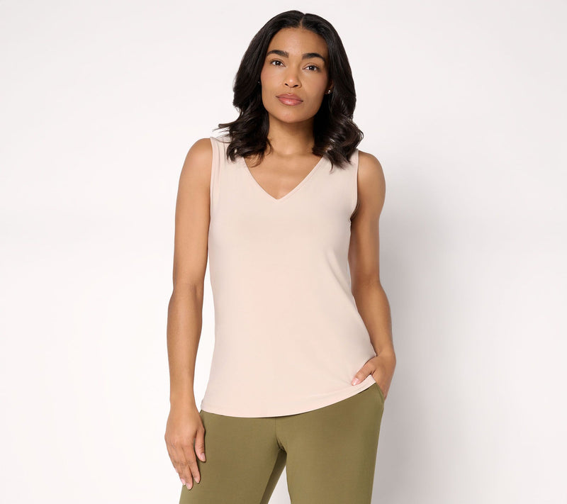 Dennis Basso Basics V-Neck Italia Knit Tank — View 13