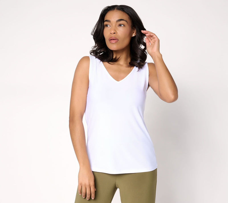 Dennis Basso Basics V-Neck Italia Knit Tank — View 14