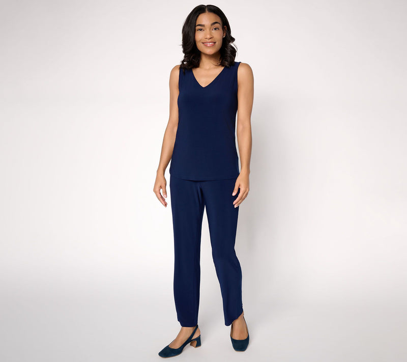 Dennis Basso Basics V-Neck Italia Knit Tank — View 5