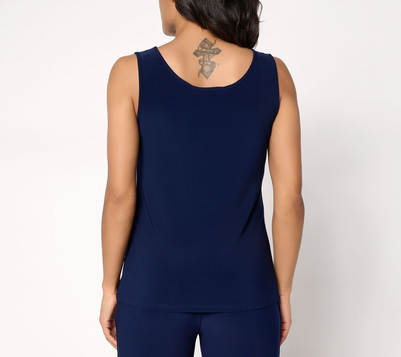 Dennis Basso Basics V-Neck Italia Knit Tank — View 4