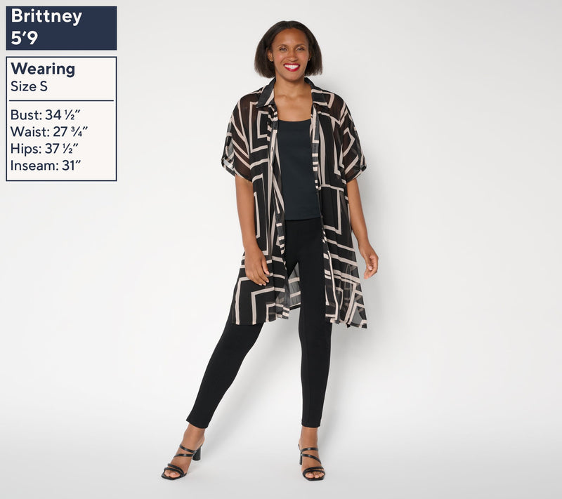 Dennis Basso Petite Printed Duster with Elbow Sleeves — View 5