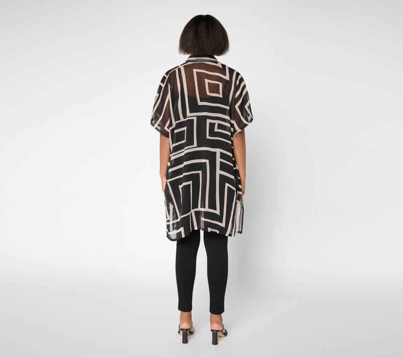 Dennis Basso Petite Printed Duster with Elbow Sleeves — View 6