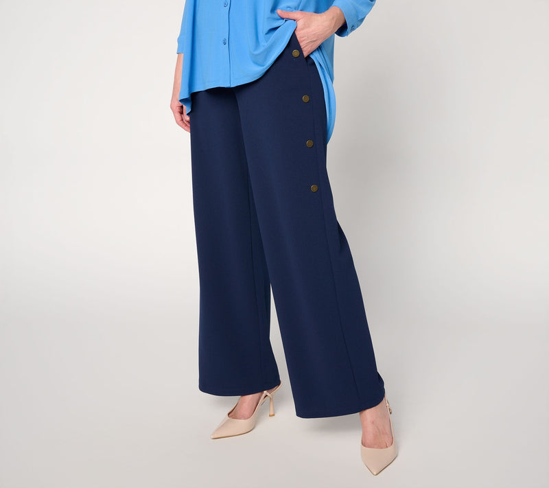 Dennis Basso Regular Luxe Crepe Pant With Button Details — View 13