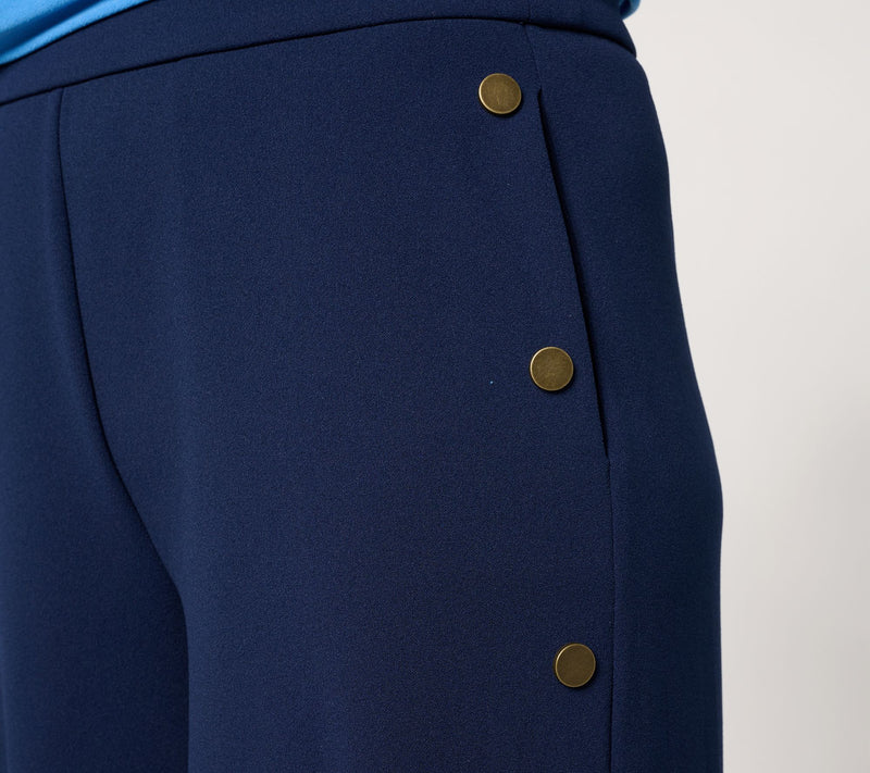 Dennis Basso Petite Luxe Crepe Pant With Button Details — View 14